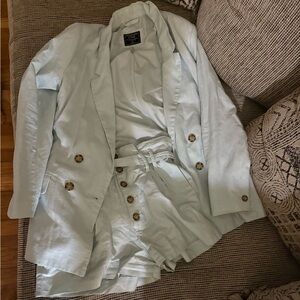 Abercrombie & Fitch Light Blue Blazer & Shorts Set